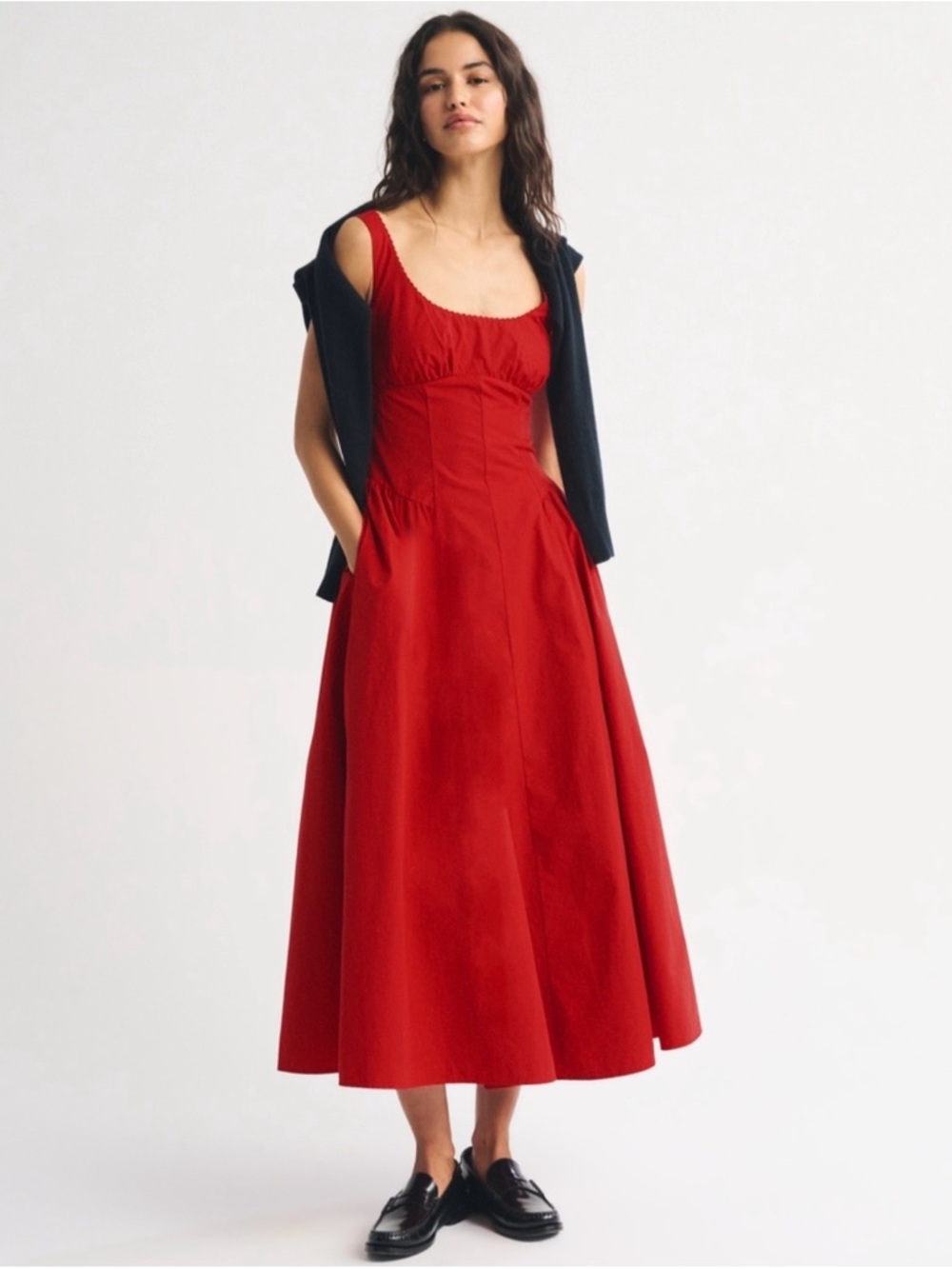 Abercrombie & Fitch Bra-Free Dylan Midi Dress in Red size S Regular
